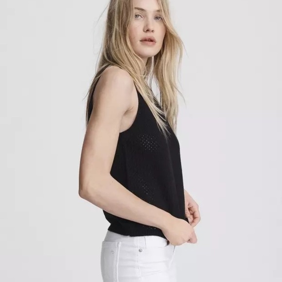 Rag & Bone / JEAN The Atlantis Perforated Tank In Black (101) - Picture 4 of 7